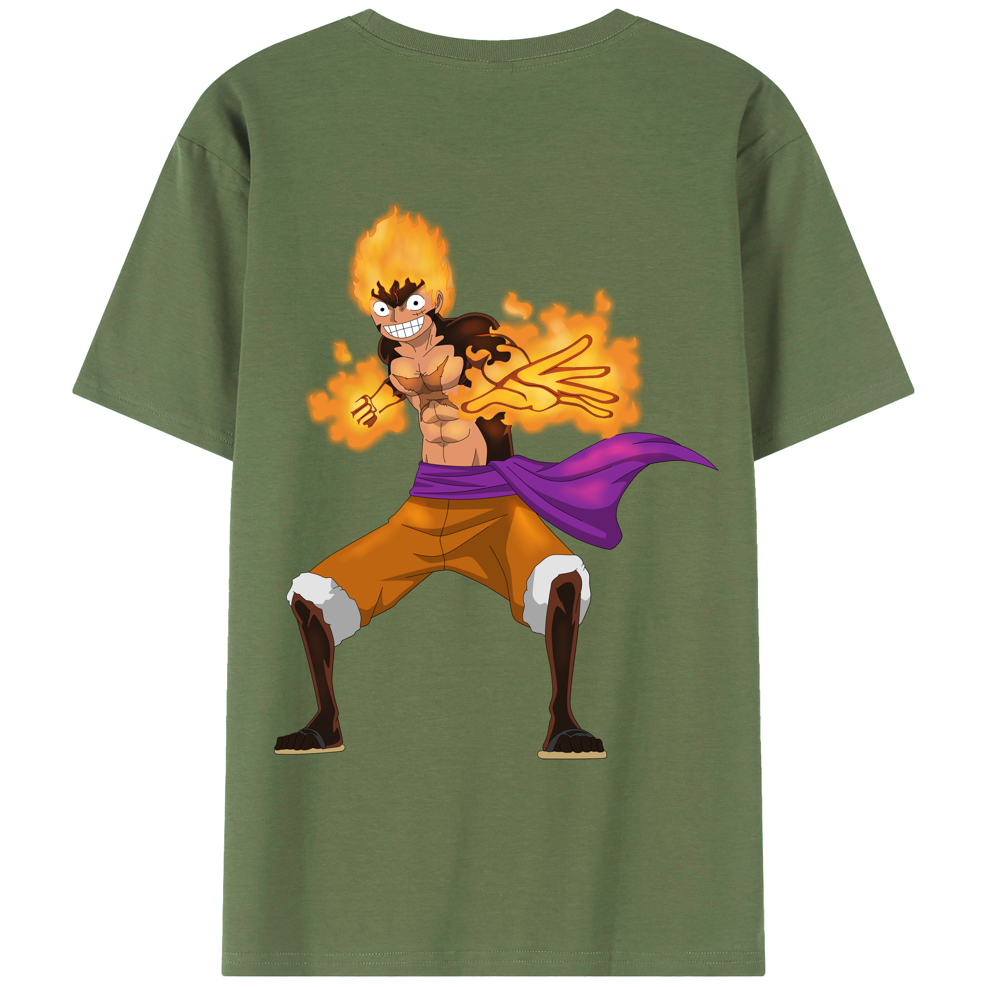 ワンピース モンキー・D・ルフィ ONE PIECE Monkey D. Luffy 綿100％ メンズ半袖Tシャツ（バックプリント） 通気性